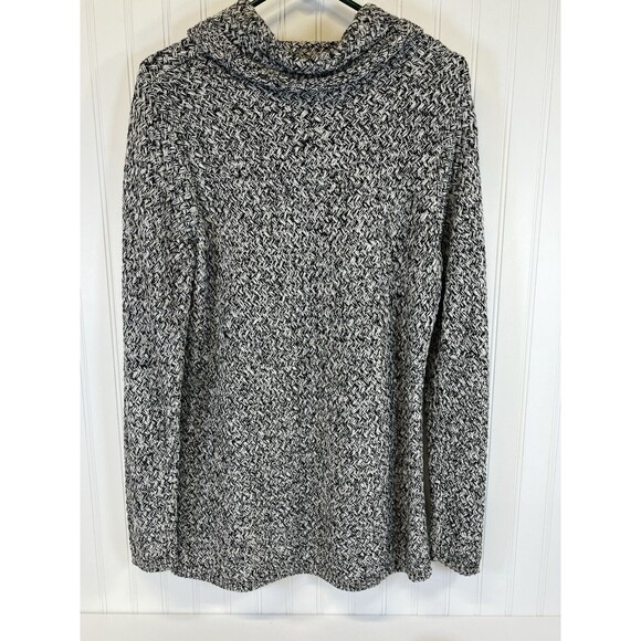 Dana Buchman Black/White‎ Cowl/Turtleneck Chunky Woven Long Sweater Sz Large - Picture 5 of 11